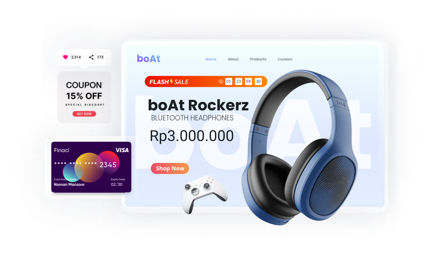 The key highlights of the e-commerce feature for building an website online store include a payment gateway , shipping management, and promotional capabilities on website creation are available on the website builder, MakeWebEasy Version 4.